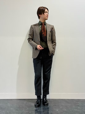 「アイテム（ビジネスシャツ）」を使った、ひろぼっくりさん（メンズ・167cm）の冬コーディネート