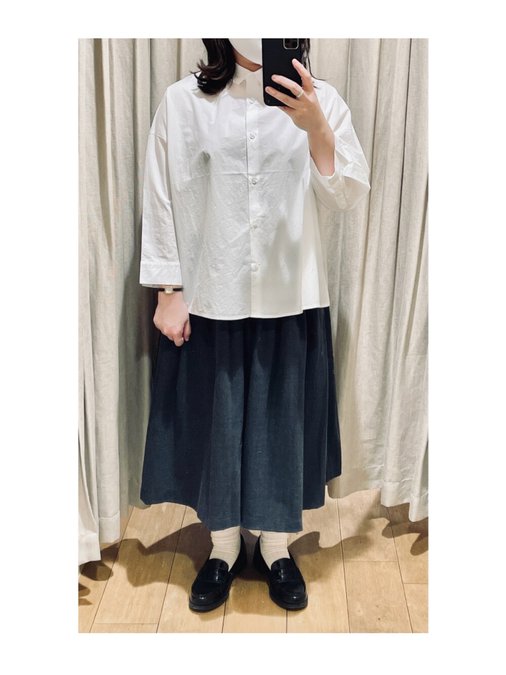 「備忘録、いつの日かのコーデ、シンプル、シンプルコーデ、無印良品」｜「無印良品のアイテム（スカート、グレー系）」を使った、rinさん（レディース・150cm）の夏コーディネートの1枚目の写真