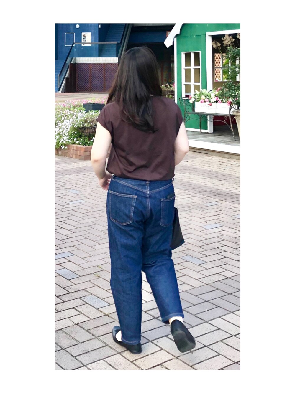 「プチプラ、備忘録、デニムコーデ、低身長、MUJI Labo、GU、いつの日かのコーデ」｜「GUのアイテム（Tシャツ/カットソー、ブラウン系）」を使った、rinさん（レディース・150cm）の秋コーディネートの1枚目の写真