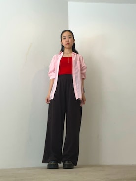 「H&M（エイチ・アンド・エム）のアイテム（スウェットパンツ、ブラウン系）」を使った、ことりのガワ。さん（レディース・151cm）の春コーディネート