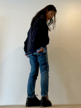 「ENNOY（エンノイ）のアイテム（Tシャツ/カットソー、ブラック系）」を使った、ことりのガワ。さん（レディース・151cm）の春コーディネート