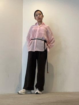 「H&M（エイチ・アンド・エム）のアイテム（スウェットパンツ、ブラウン系）」を使った、ことりのガワ。さん（レディース・151cm）の春コーディネート