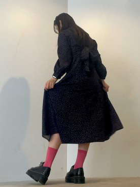 「Dr. Martens（ドクターマーチン）のDr.Martens/ドクターマーチン/1461 QUAD 3 ホール シューズ（ブーツ、ブラック系）」を使った、ことりのガワ。さん（レディース・151cm）の春コーディネート