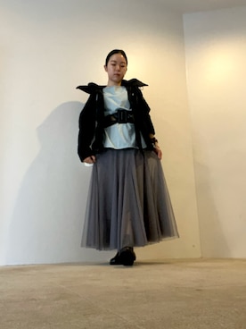 「no brand（ノーブランド）のアイテム（スカート、グレー系）」を使った、ことりのガワ。さん（レディース・151cm）の春コーディネート