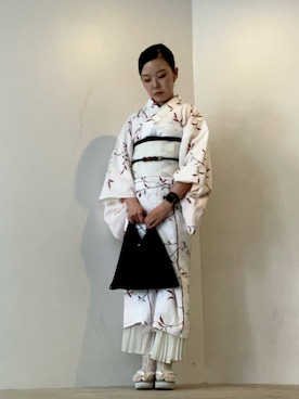 「tutuanna（チュチュアンナ）の足底綿フラワー柄レース足袋ソックス13cm丈（ソックス/靴下、ホワイト系）」を使った、ことりのガワ。さん（レディース・151cm）の夏コーディネート