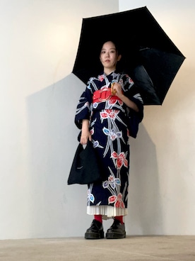 「MM6 Maison Margiela（ｴﾑｴﾑｼｯｸｽ ﾒｿﾞﾝ ﾏﾙｼﾞｪﾗ）のアイテム（ハンドバッグ、ブラック系）」を使った、ことりのガワ。さん（レディース・151cm）の夏コーディネート