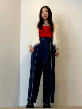 「GU（ジーユー）のアイテム（キャミソール、レッド系）」を使った、ことりのガワ。さん（レディース・151cm）の春コーディネート