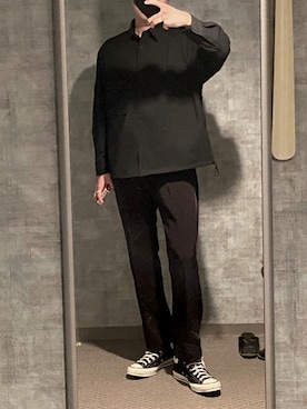 「Perushu（ペルーシュ）のアイテム（スラックス）」を使った、ガンガンいこうぜさん（メンズ・173cm）の秋コーディネート