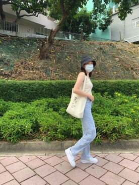 「thisisneverthat（ディスイズネバーザット）のアイテム（帽子）」を使った、havachさん（レディース・163cm）の夏コーディネート