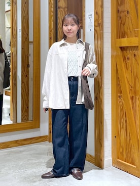「GLOBAL WORK（グローバルワーク）のGOODデニムバギーパンツ/498388（デニムパンツ）」を使った、yukiさん（レディース・154cm・20代）の秋コーディネート