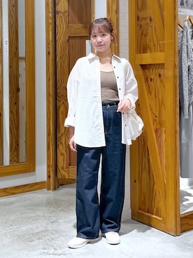 「GLOBAL WORK（グローバルワーク）のGOODデニムバギーパンツ/498388（デニムパンツ）」を使った、yukiさん（レディース・154cm・20代）の秋コーディネート