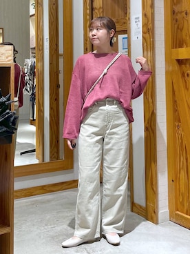 「GLOBAL WORK（グローバルワーク）のGOODデニムバギーパンツ/498388（デニムパンツ）」を使った、yukiさん（レディース・154cm・20代）の秋コーディネート