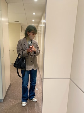 「tiptop（ティップトップ）のアイテム（テーラードジャケット）」を使った、yan34mさん（レディース・161cm）の冬コーディネート