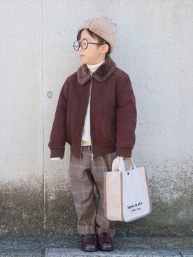 「COMME CA ISM（コムサイズム）のアイテム（ジャケット/アウター）」を使った、ゆちさん（キッズ・100cm）の冬コーディネート