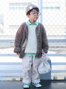 「devirock（デビロック）のアイテム（ジャケット/アウター）」を使った、ゆちさん（キッズ・100cm）の冬コーディネート