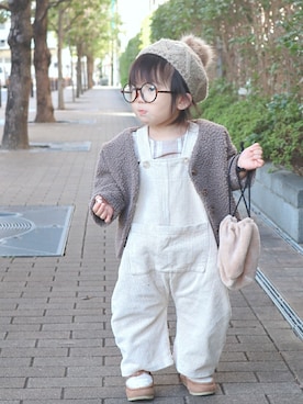 「コーデュロイパンツ」｜「アイテム（サロペット/オーバーオール）」を使った、ゆちさん（キッズ・80cm）の秋コーディネート