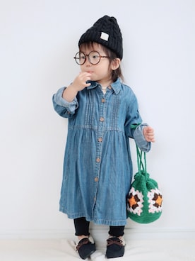 「アイテム（モカシン/デッキシューズ）」を使った、ゆちさん（キッズ・80cm）の秋コーディネート