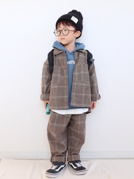 「devirock（デビロック）のアイテム（バッグ）」を使った、ゆちさん（キッズ・100cm）の秋コーディネート