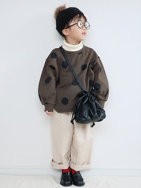 「DAISO（DAISO）のアイテム（ハンチング/ベレー帽）」を使った、ゆちさん（キッズ・100cm）の冬コーディネート
