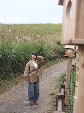 「GU（ジーユー）のアイテム（スニーカー）」を使った、ハルさん（レディース・152cm）の秋コーディネート