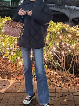 「H&M（エイチ・アンド・エム）のアイテム（ダウンジャケット/コート）」を使った、mnm009さん（レディース・164cm）の冬コーディネート
