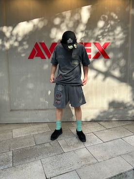 「スウエットパンツ」｜「アイテム（キャップ）」を使った、Takedaさん（メンズ・164cm）の夏コーディネート
