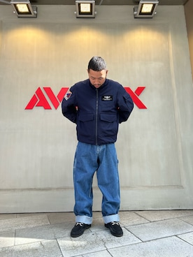 「AVIREX（アヴィレックス）のアイテム（ブルゾン）」を使った、Takedaさん（メンズ・164cm）の秋コーディネート