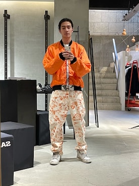 「NAMACHEKO（ナマチェコ）のアイテム（パンツ）」を使った、ware-mo-kou 井上慎斗さん（メンズ・184cm）の春コーディネート