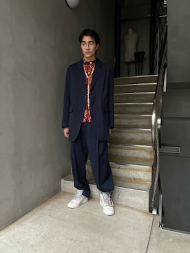 「URU（ウル）のアイテム（テーラードジャケット）」を使った、ware-mo-kou 井上慎斗さん（メンズ・184cm）の夏コーディネート