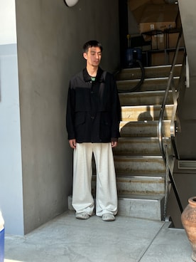 「Toironier（トワロニエ）のToironier/トワロニエ/2tuck Sweat Pants（スウェットパンツ、シルバー系）」を使った、ware-mo-kou 井上慎斗さん（メンズ・184cm）の夏コーディネート