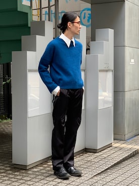 「KIKO KOSTADINOV（キコ コスタディノフ）のアイテム（パンツ）」を使った、ware-mo-kou 井上慎斗さん（メンズ・185cm）の春コーディネート