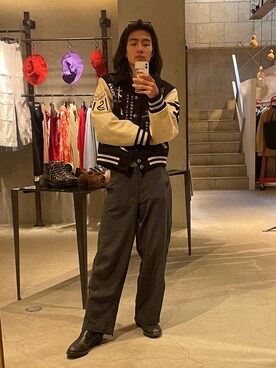 「Omar Afridi（オマールアフリディ）のアイテム（パンツ）」を使った、ware-mo-kou 井上慎斗さん（メンズ・184cm）の春コーディネート