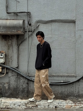 「ANCELLM（アンセルム）のアイテム（トップス）」を使った、ware-mo-kou 井上慎斗さん（メンズ・184cm）の夏コーディネート