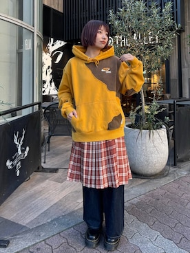 「PBLIM（ページボーイリム）のアイテム（パーカー）」を使った、ゆいさん（レディース・154cm）の秋コーディネート