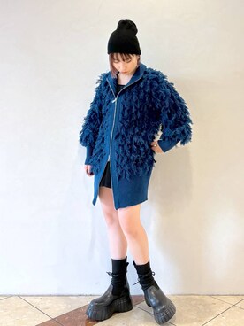 「PAGEBOY（ページボーイ）のニットビーニー（ニットキャップ/ビーニー）」を使った、ゆいさん（レディース・154cm）の冬コーディネート