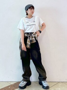 「PBLIM（ページボーイリム）のアイテム（ニットキャップ/ビーニー）」を使った、ゆいさん（レディース・154cm）の夏コーディネート