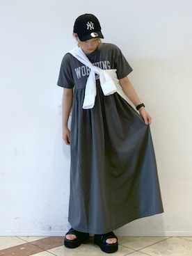 「PBLIM（ページボーイリム）のアイテム（ワンピース）」を使った、ゆいさん（レディース・154cm）の春コーディネート