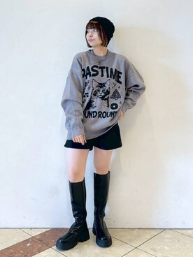 「PBLIM（ページボーイリム）のアイテム（ニットキャップ/ビーニー）」を使った、ゆいさん（レディース・154cm）の秋コーディネート