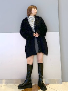 「PAGEBOY（ページボーイ）のモンスターフェザーカーディガン（カーディガン/ボレロ）」を使った、ゆいさん（レディース・154cm）の秋コーディネート