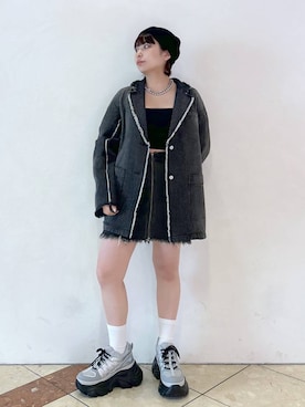 「PBLIM（ページボーイリム）のアイテム（ニットキャップ/ビーニー）」を使った、ゆいさん（レディース・154cm）の夏コーディネート