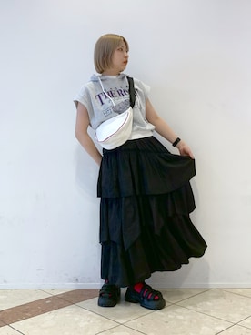 「PBLIM（ページボーイリム）のアイテム（サンダル）」を使った、ゆいさん（レディース・154cm）の春コーディネート