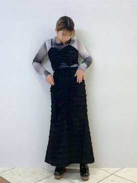 「ビスチェコーデ」｜「アイテム（ワンピース/ドレス）」を使った、ゆいさん（レディース・154cm）の秋コーディネート