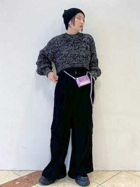 「PAGEBOY（ページボーイ）のニットビーニー（ニットキャップ/ビーニー）」を使った、ゆいさん（レディース・154cm）の冬コーディネート