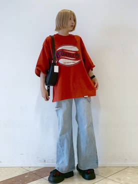 「PBLIM（ページボーイリム）のアイテム（サンダル）」を使った、ゆいさん（レディース・154cm）の夏コーディネート