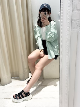 「one after another NICE CLAUP（ワンアフターアナザーナイスクラップ）のスニーカー底グルカサンダル（サンダル）」を使った、ｏｔａｂｅさん（レディース・160cm）の夏コーディネート