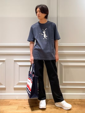 「DRESSTERIOR（ドレステリア）の【接触冷感／抗菌防臭／消臭】ICE CLEAR COTTON ガンラビットTシャツ（Tシャツ/カットソー、ブラック系）」を使った、がくさん（メンズ・172cm）の夏コーディネート