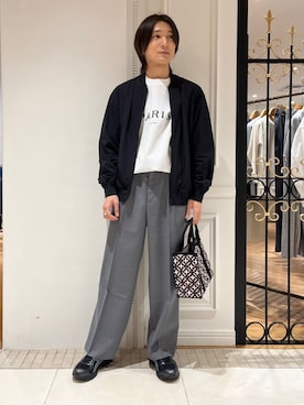 「DRESSTERIOR（ドレステリア）の【干場義雅×K－3B×DRESSTERIOR】ブラックMA－1（短外套、ブラック系）」を使った、がくさん（メンズ・172cm）の春コーディネート