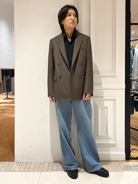 「DRESSTERIOR（ドレステリア）の【セットアップ可】イージーケア ウールブレンドジャケット（テーラードジャケット、グリーン系）」を使った、がくさん（メンズ・172cm）の秋コーディネート