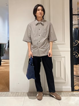 「DRESSTERIOR（ドレステリア）の【接触冷感/UVカット/ウォッシャブル/Safari5月号掲載】AIRTOOL ハーフスリーブシャツ（襯衫、ベージュ系）」を使った、がくさん（メンズ・172cm）の春コーディネート