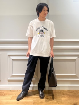 「DRESSTERIOR（ドレステリア）の【接触冷感／抗菌防臭／消臭】ICE CLEAR COTTON ミサイルキャットTシャツ（Tシャツ/カットソー、ホワイト系）」を使った、がくさん（メンズ・172cm）の夏コーディネート